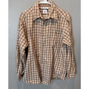 Columbia Long Sleeve Button Down Shirt Men’s M Brown Plaid 100% Cotton